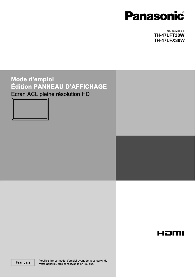 Page 1 de la notice Manuel utilisateur Panasonic TH-47LFX30W