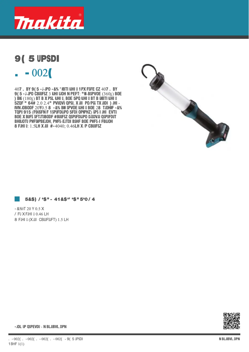 Page 1 de la notice Fiche technique Makita ML002G