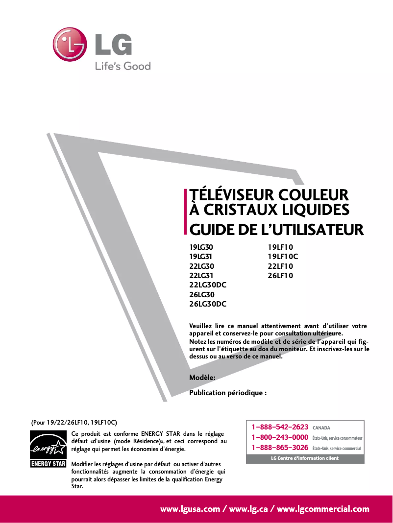 Image de la première page du manuel de l'appareil 19LF10