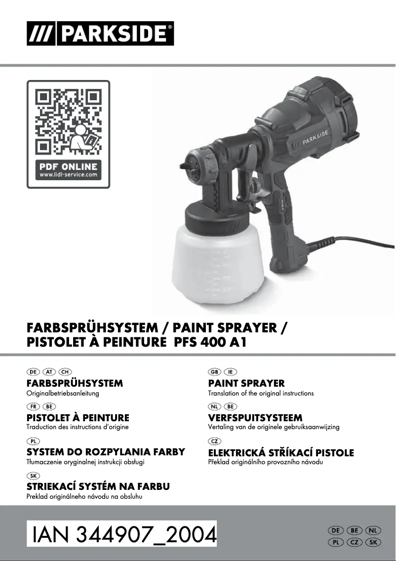 Page 1 de la notice Manuel utilisateur Parkside PFS 400 A1