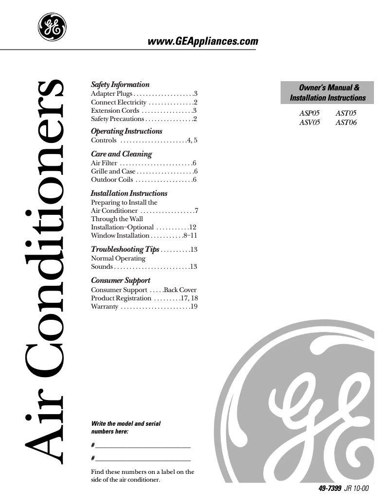 Página 1 del manual Guía de instalación GE Profile ASM06LC
