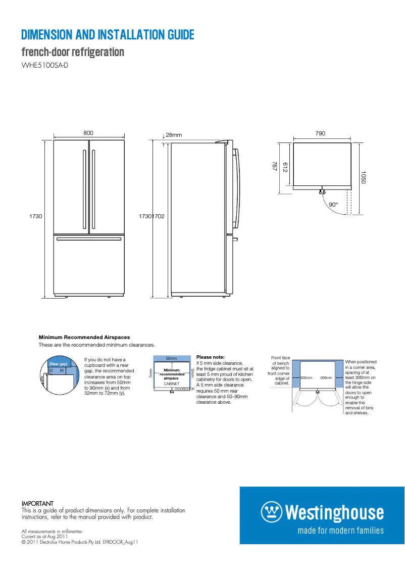 Image de la première page du manuel de l'appareil WHE5100SA