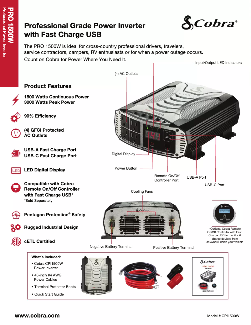 Page n°1 - Fiche technique Cobra PRO 1500W