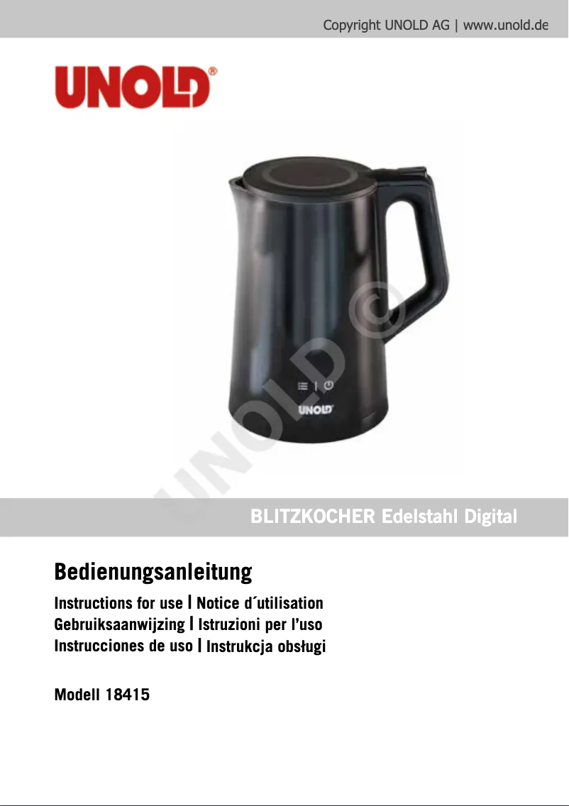 Page n°1 - Manuel utilisateur Unold 18415