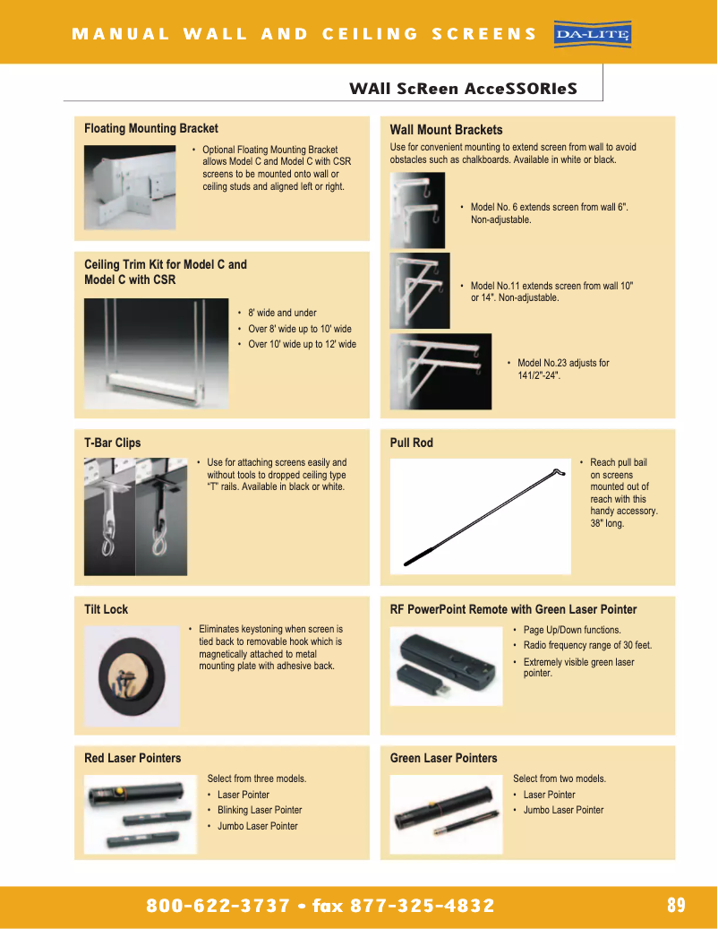 Page 1 de la notice Manuel utilisateur Da-Lite Red Laser Pointers 79900