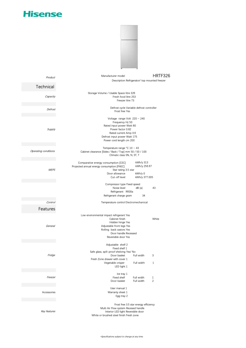 Image de la première page du manuel de l'appareil HRTF326