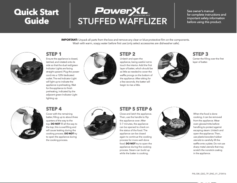 Page n°1 - Guide de démarrage rapide PowerXL Stuffed Wafflizer ESWM03