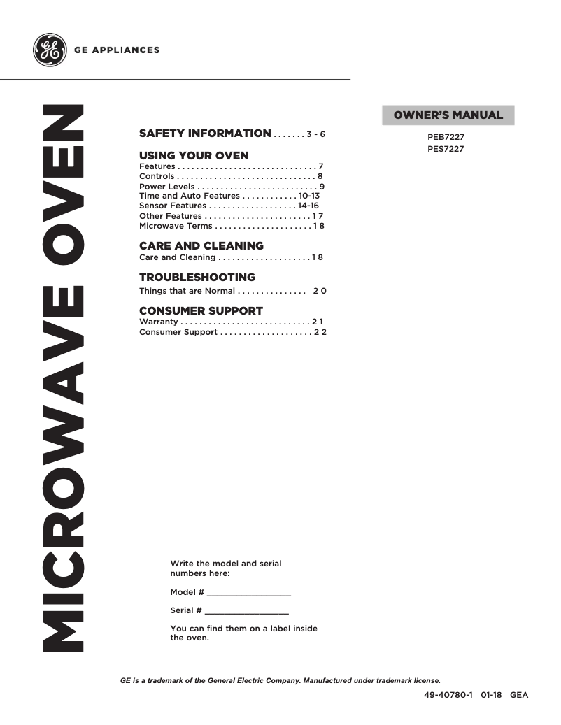 Page 1 de la notice Manuel utilisateur GE Profile PEB7227ANDD