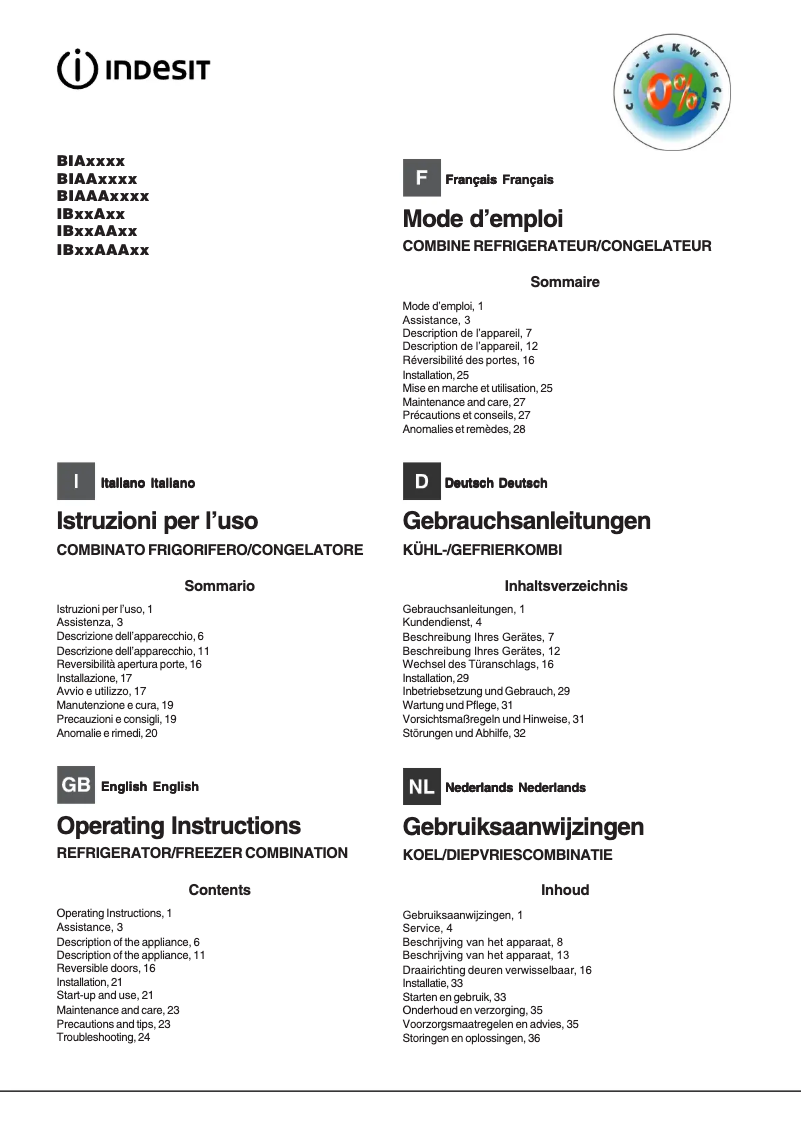 Página 1 del manual Manual de usuario Indesit BIAA 34 F X H D