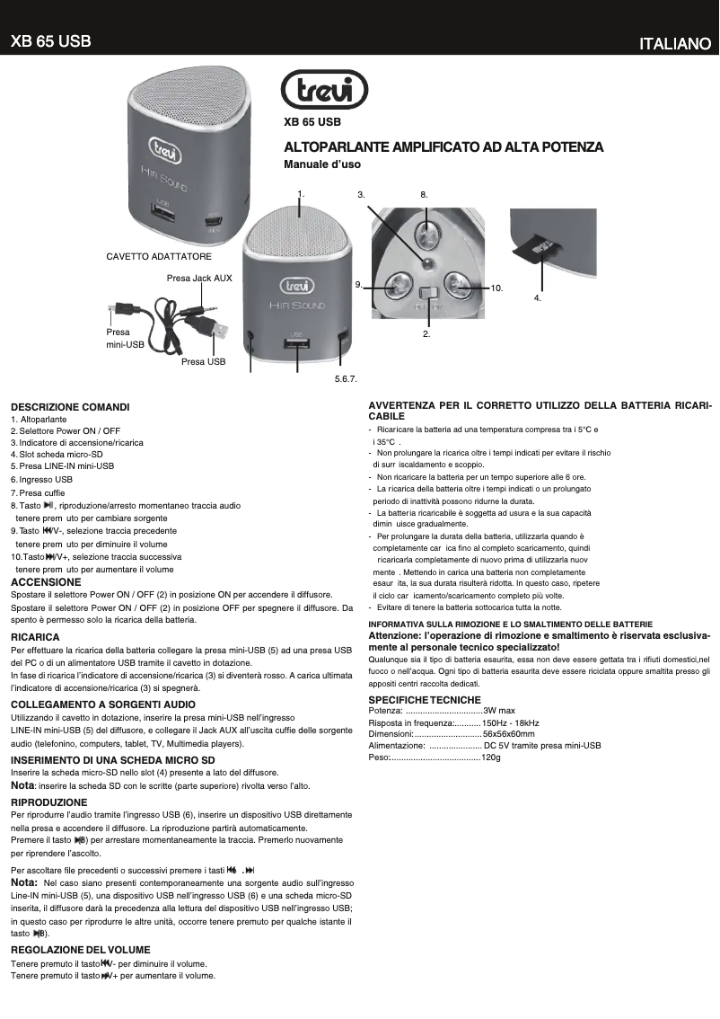 Image de la première page du manuel de l'appareil XB 65
