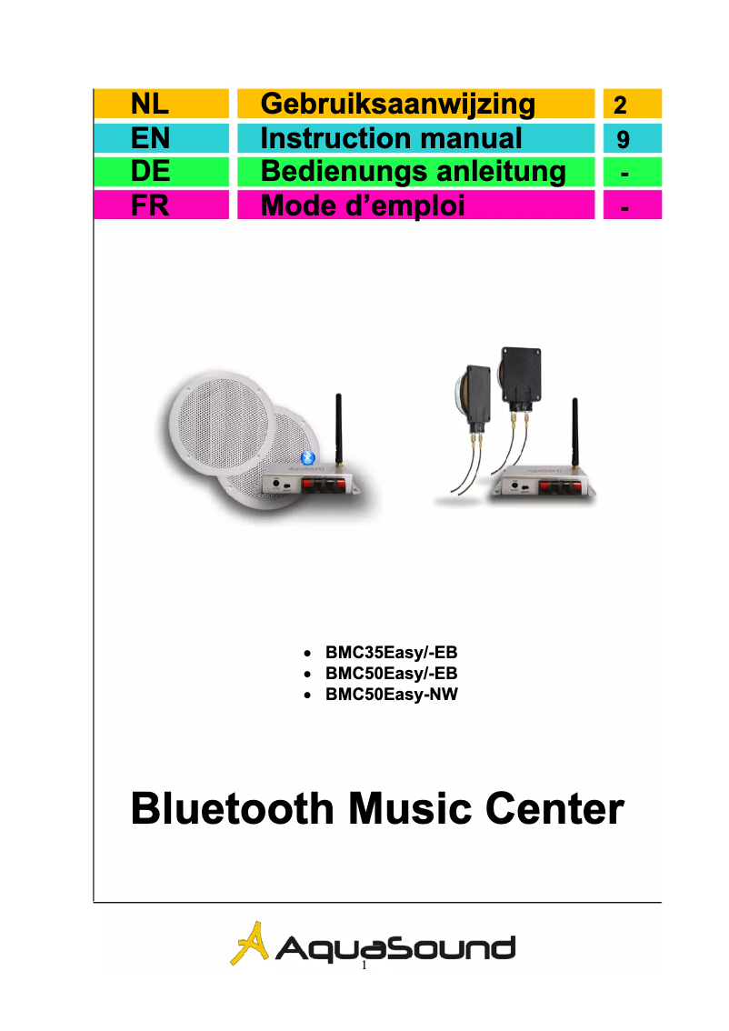 Page 1 de la notice Manuel utilisateur AquaSound BMC35EASY-EB