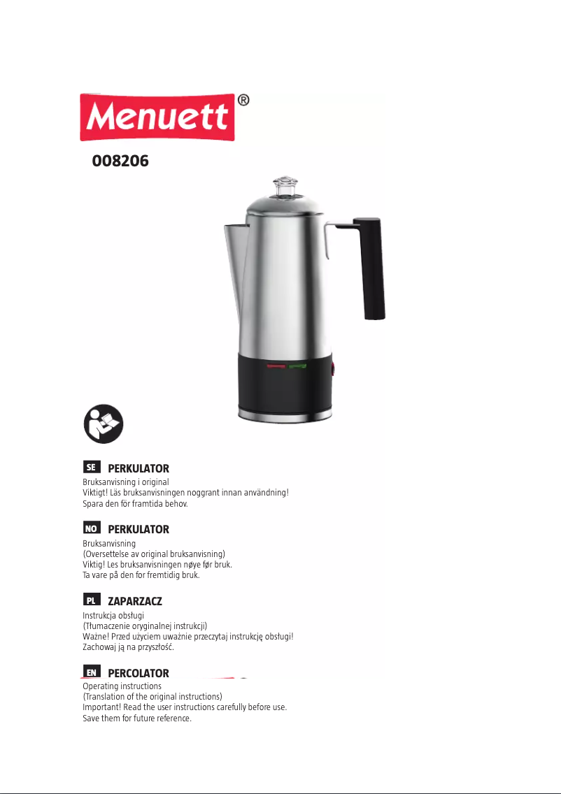 Page n°1 - Manuel utilisateur Menuett 008-206