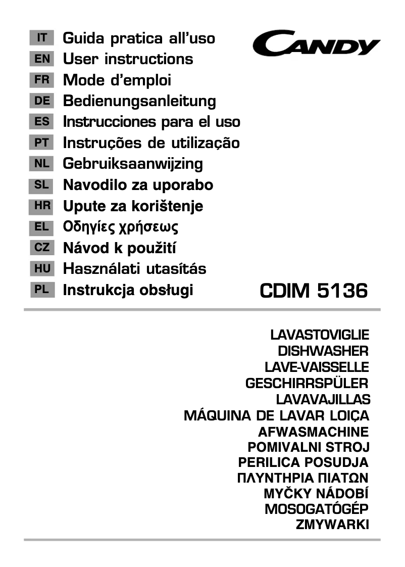 Page n°1 - Manuel utilisateur Candy CDIM 5136