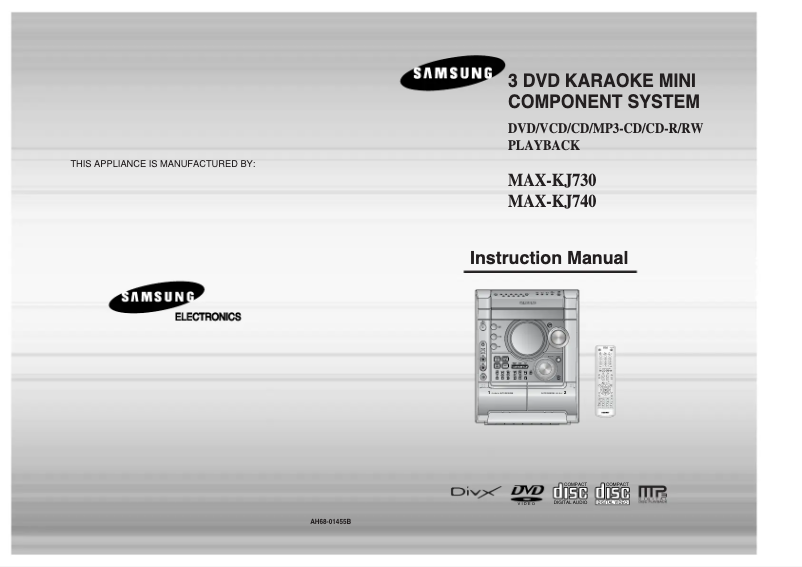 Page 1 de la notice Manuel utilisateur Samsung MAX-KJ740