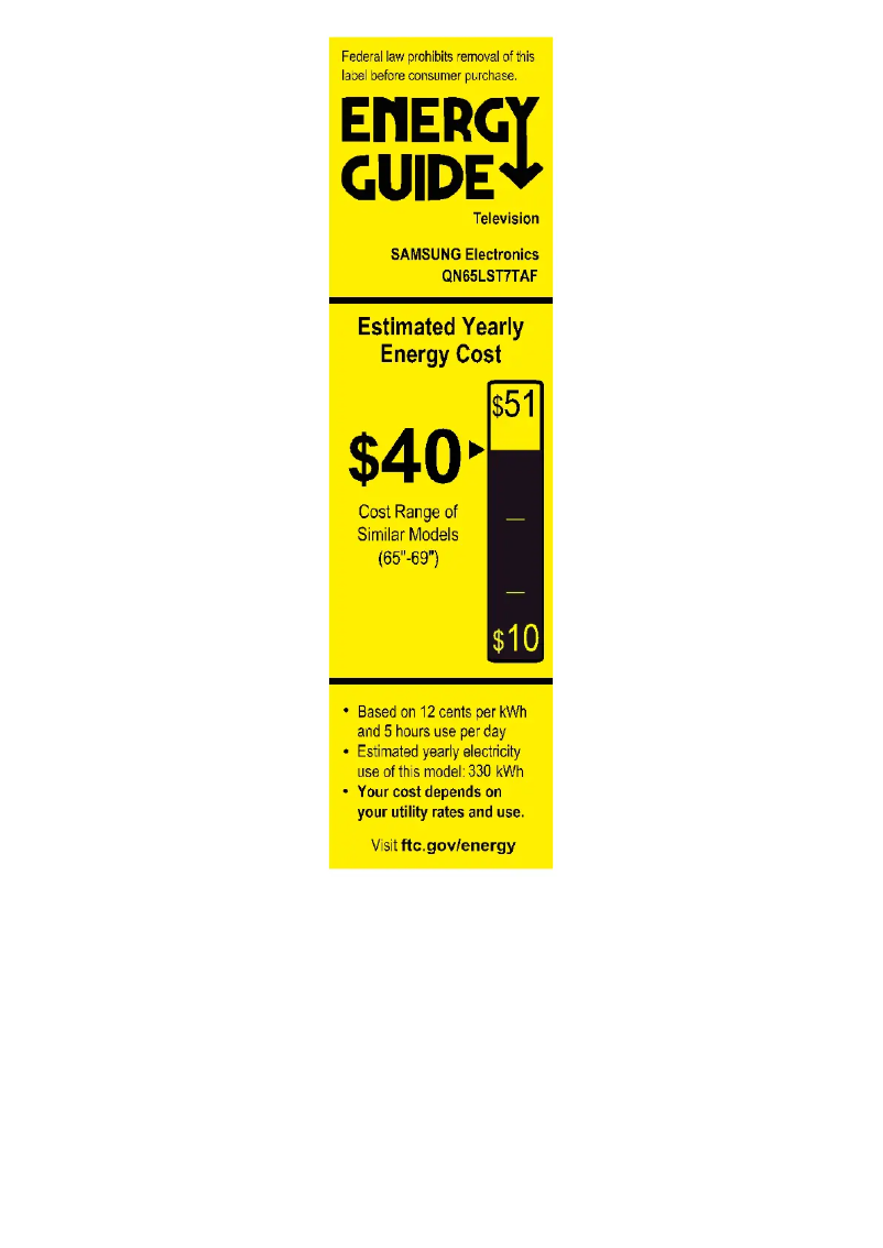 Page n°1 - Label énergétique Samsung QN65LST7TAFXZA