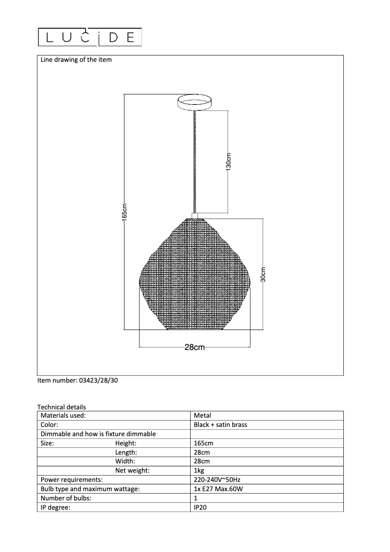 Page 1 de la notice Manuel utilisateur Lucide Saar 03423/28/30