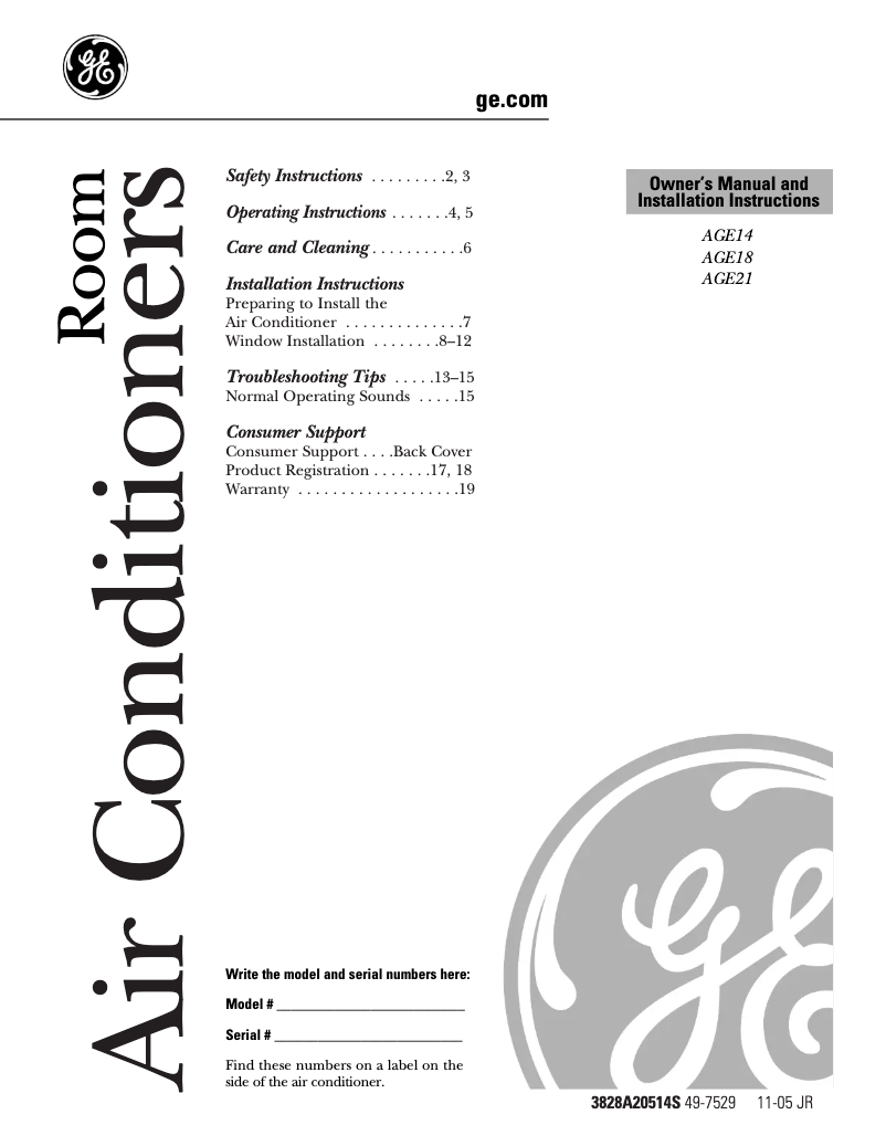 Page 1 de la notice Guide d'installation GE A14DH