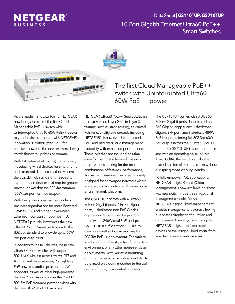Image de la première page du manuel de l'appareil GS710TUP