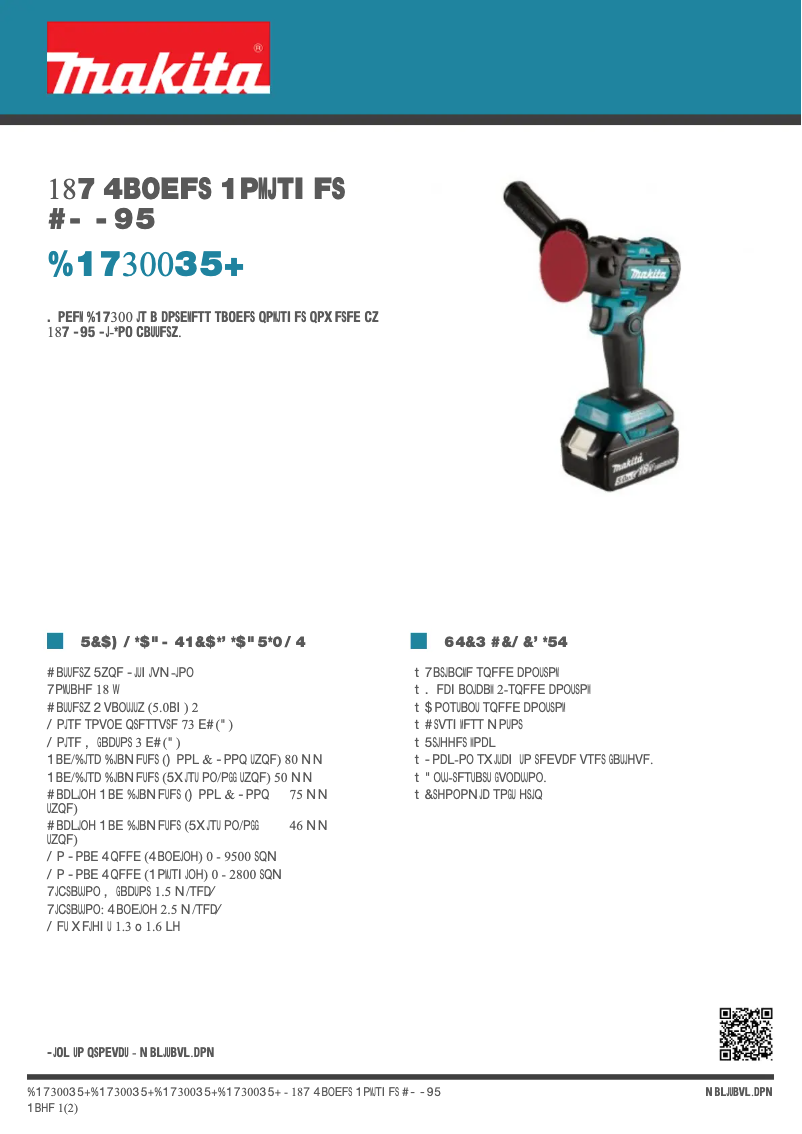 Page 1 de la notice Fiche technique Makita DPV300RTJ