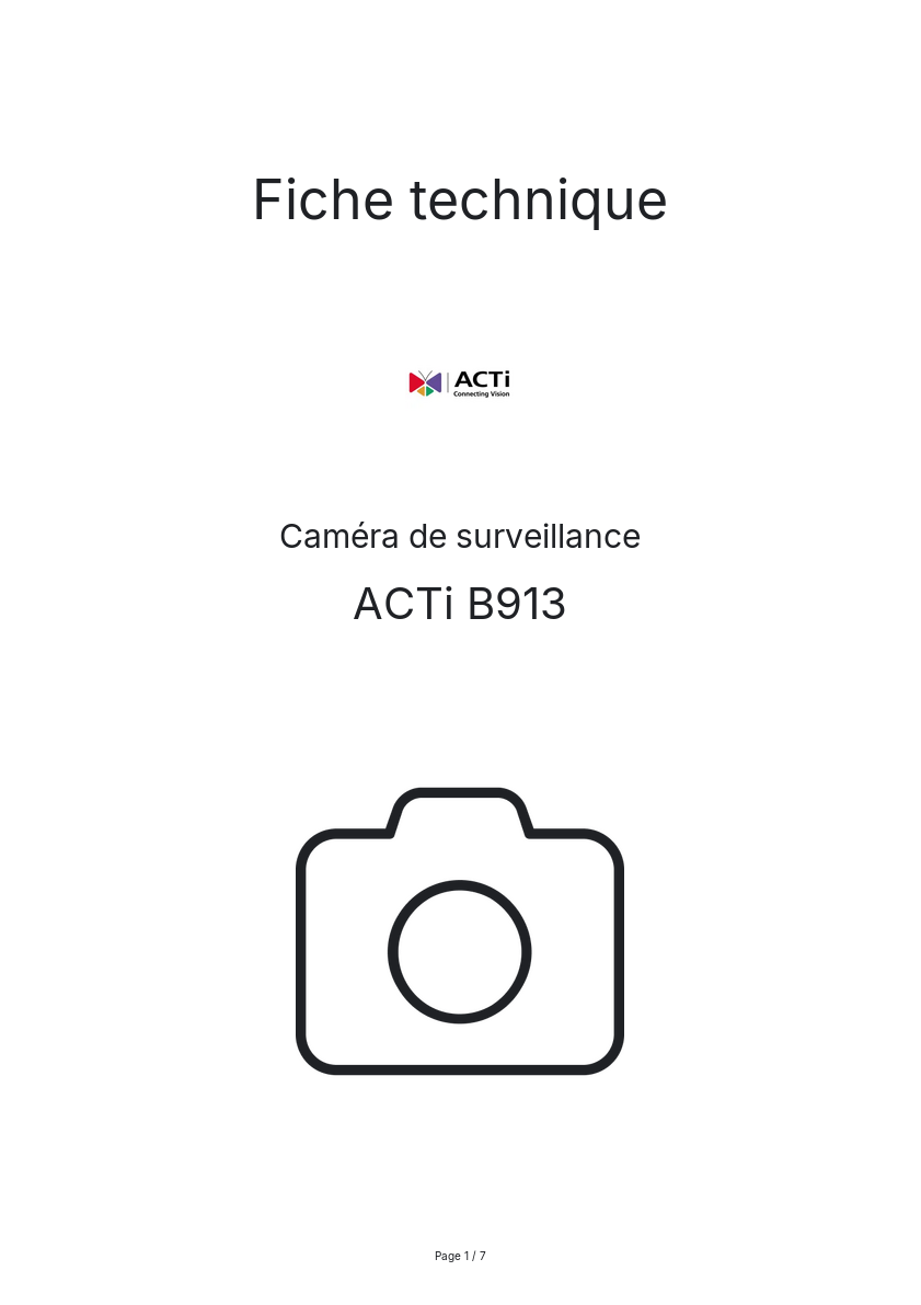 Image de la première page du manuel de l'appareil B913