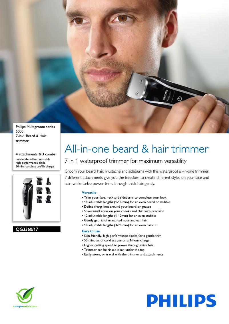 Page n°1 - Fiche technique Philips Norelco QG3360