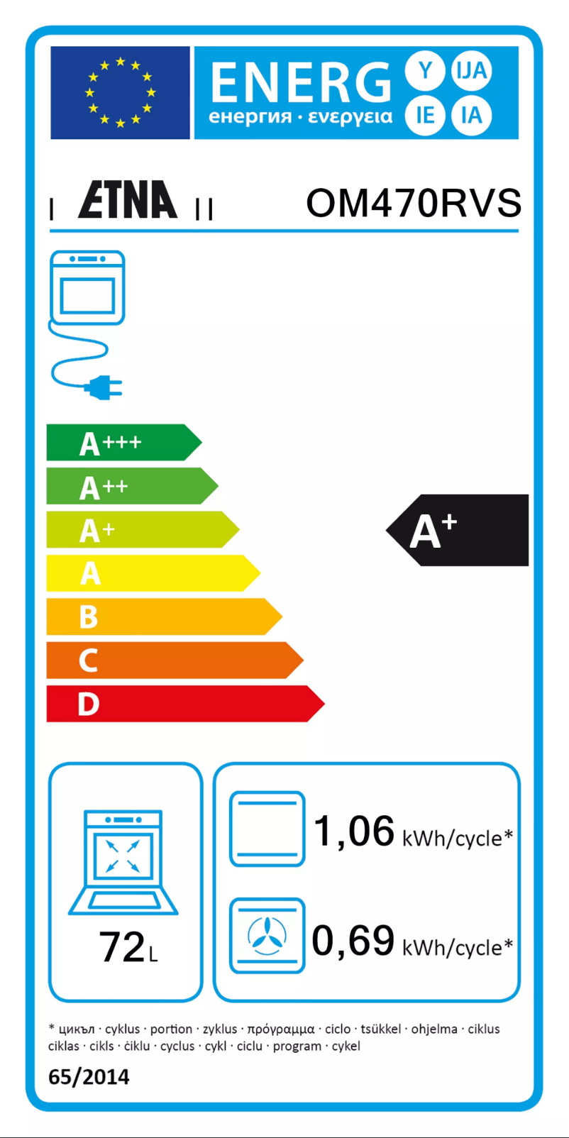 Page n°1 - Label énergétique Etna OM470RVS