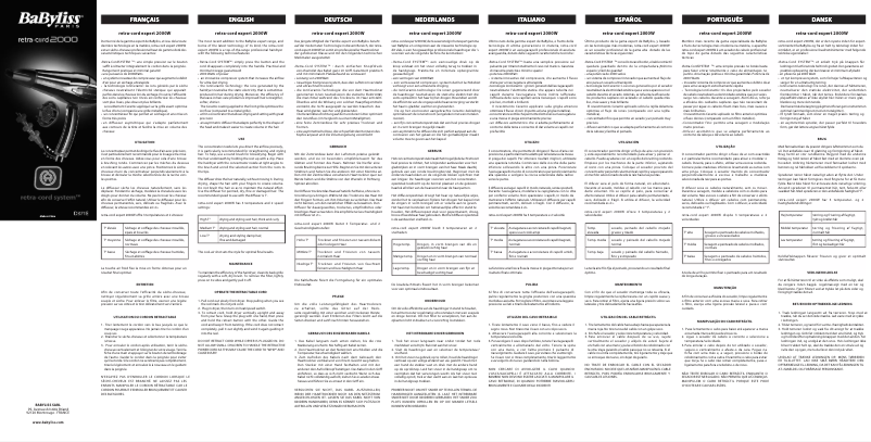 Page 1 de la notice Manuel utilisateur BaByliss Retra-cord 2000 D371E