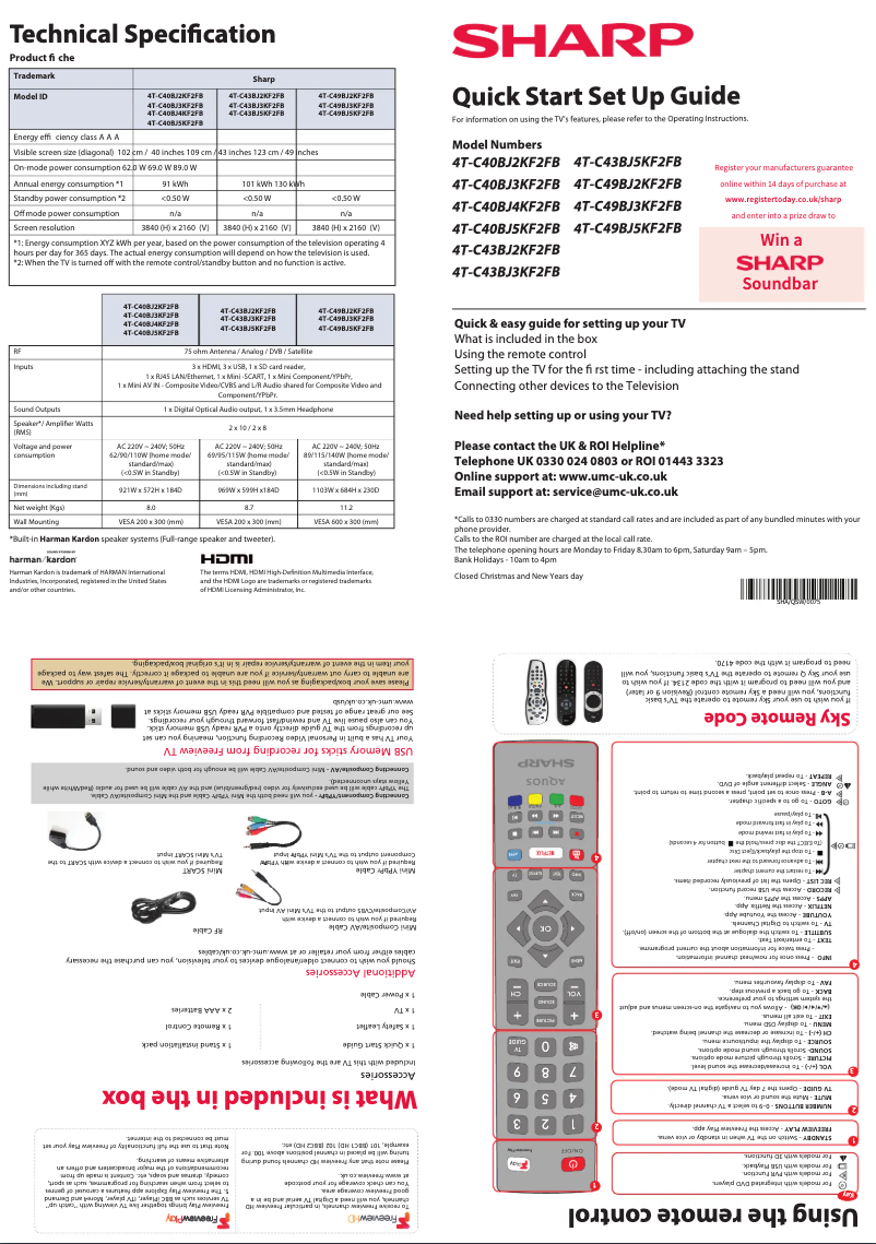 Page n°1 - Guide de démarrage rapide Sharp 40BJ3K