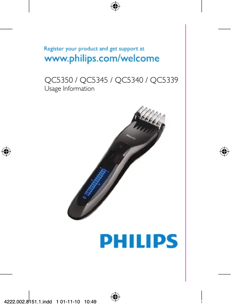 Page n°1 - Manuel utilisateur Philips Series 5000 QC5339