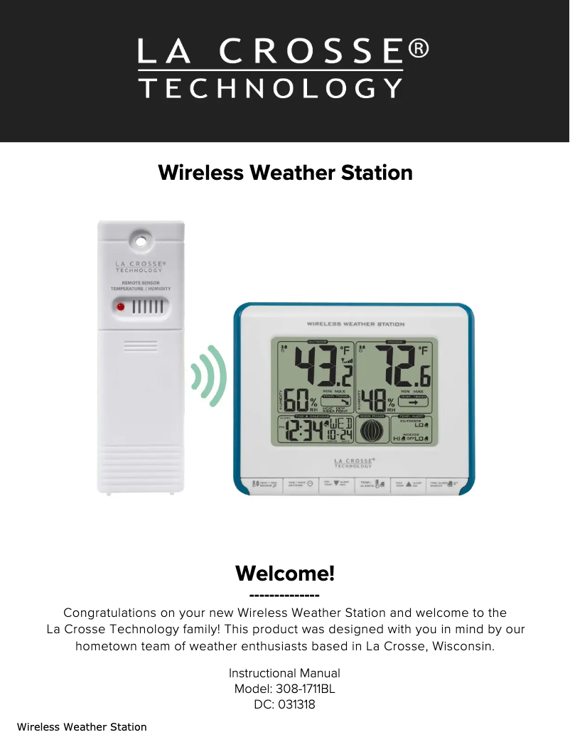 Page n°1 - Manuel utilisateur La Crosse Technology 308-1711BL