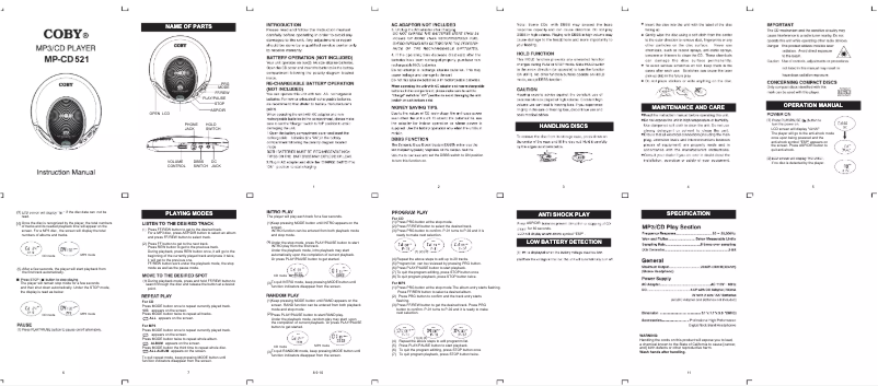 Imagen de la primera página del manual del dispositivo MPCD521
