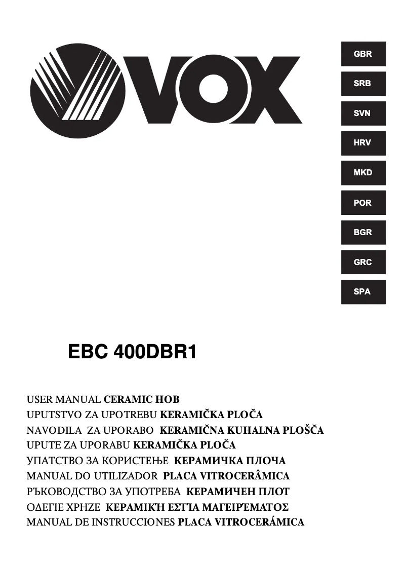 Page 1 de la notice Manuel utilisateur VOX EBC 400 DBR1