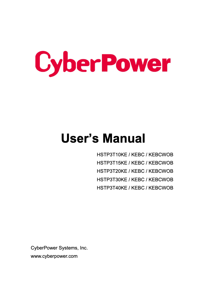 Page n°1 - Manuel utilisateur CyberPower HSTP3T40KEBCWOB