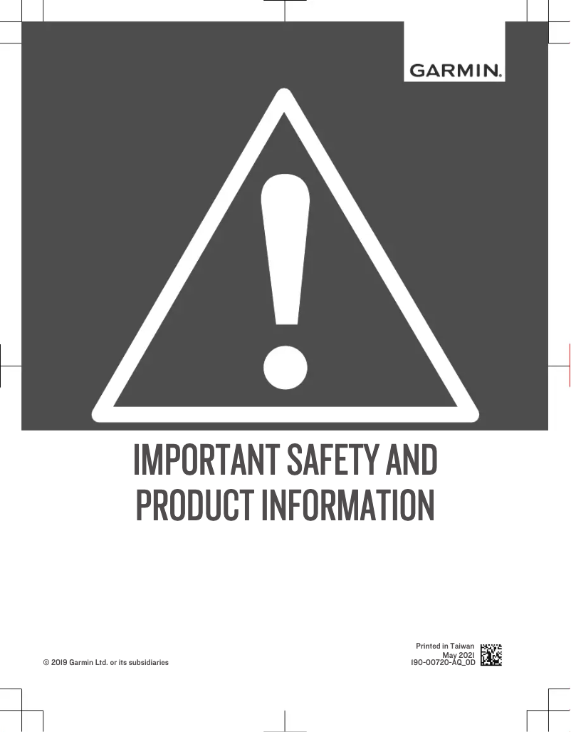 Page 1 de la notice Instructions de sécurité Garmin Montana 700i