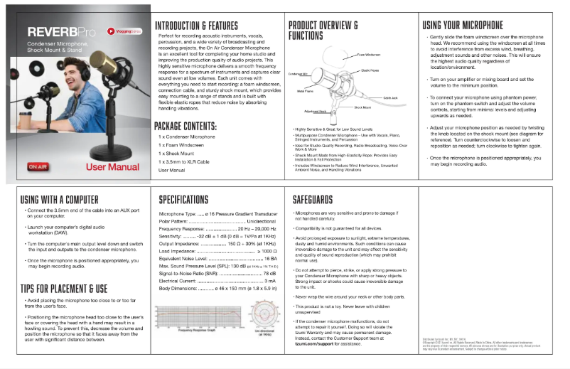 Page n°1 - Manuel utilisateur On Air Reverb Pro