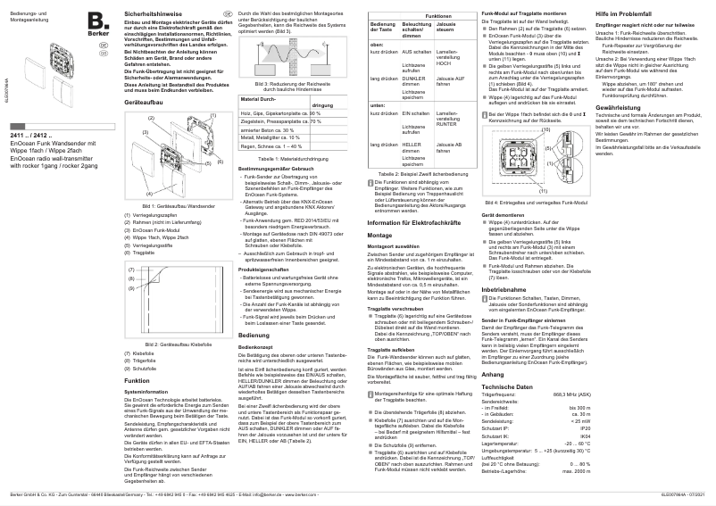 Page n°1 - Manuel utilisateur Berker 24127309