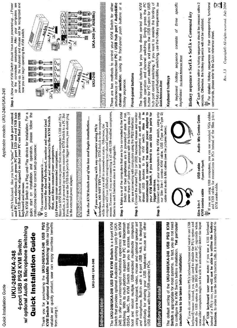Image de la première page du manuel de l'appareil VGA / PS/2 + Audio USB KVM Switch