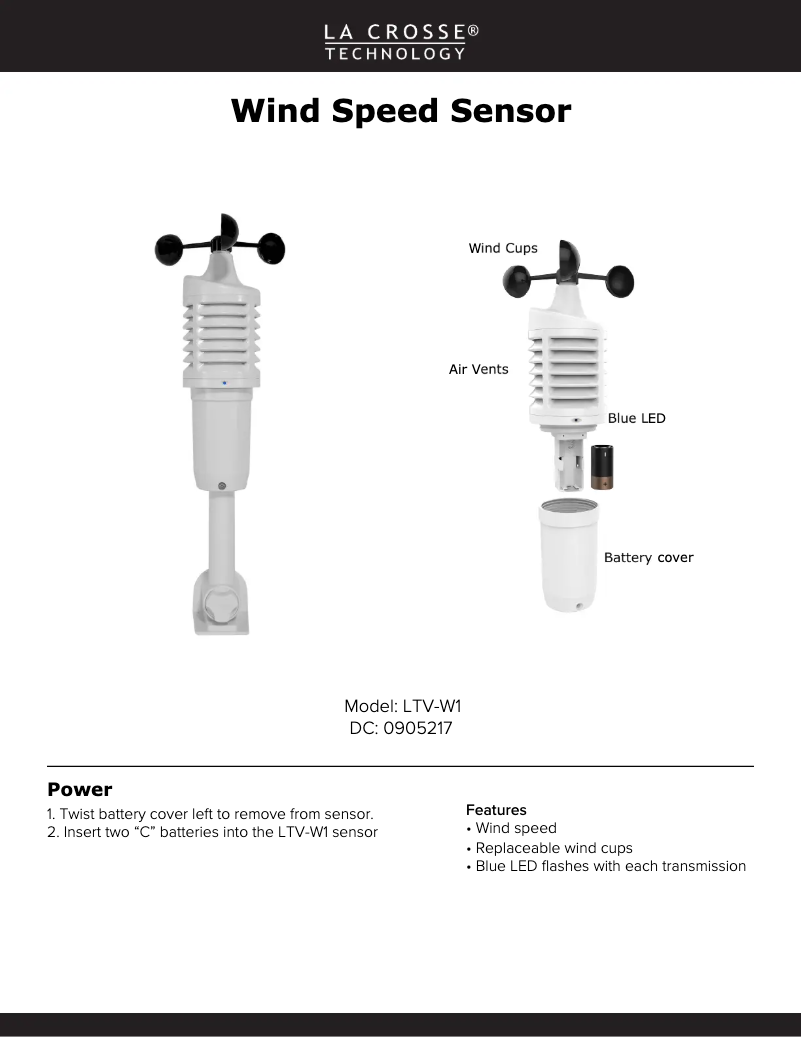 Page 1 de la notice Manuel utilisateur La Crosse Technology LTV-W1