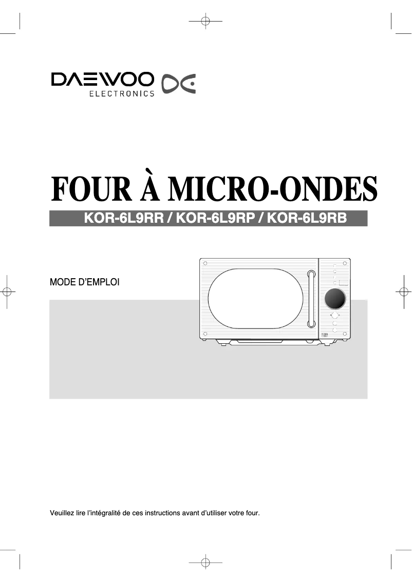 Page n°1 - Manuel utilisateur Daewoo KOR-6L9RR