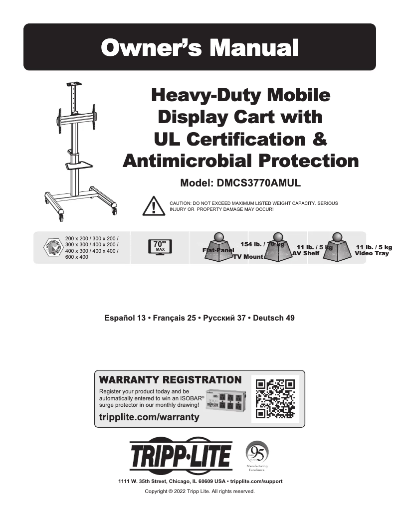 Page 1 de la notice Manuel utilisateur Tripp Lite DMCS3770AMUL