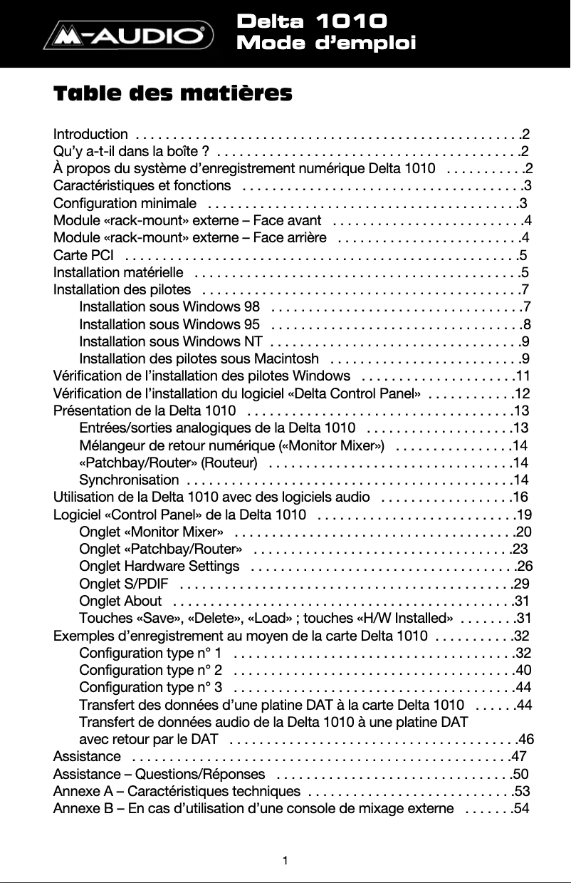 Image de la première page du manuel de l'appareil Delta 1010