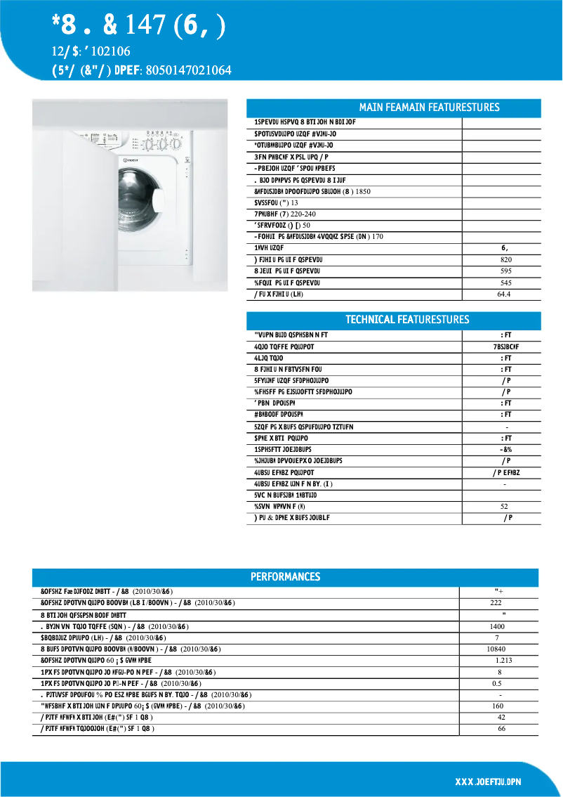 Page n°1 - Fiche technique Indesit IWME 147 (UK)