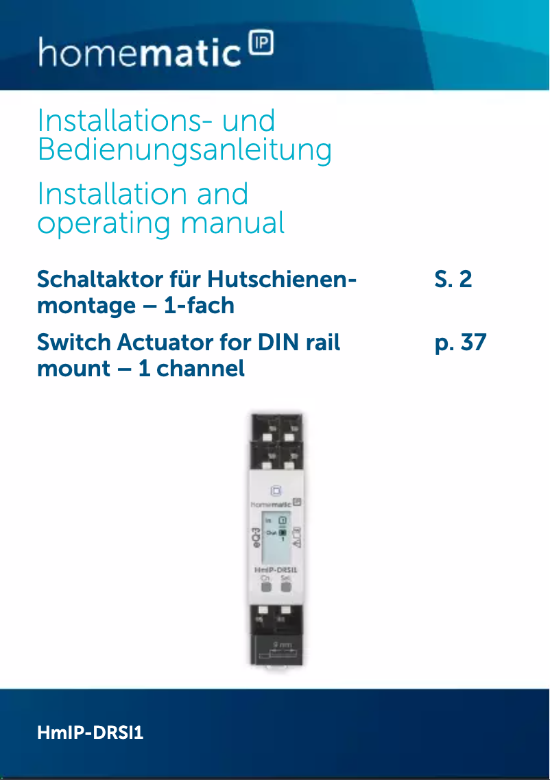 Page n°1 - Manuel utilisateur Homematic IP HmIP-DRSI1
