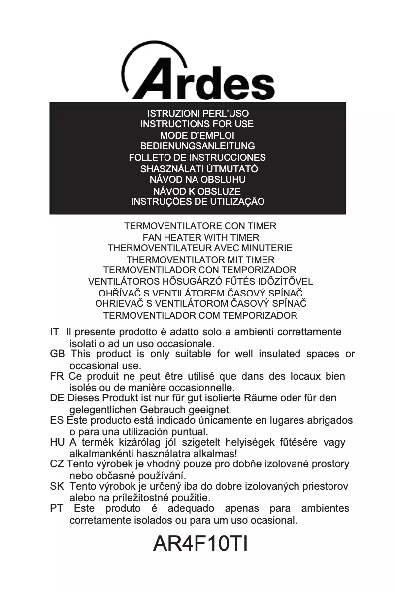 Page n°1 - Manuel utilisateur Ardes AR4F10TI