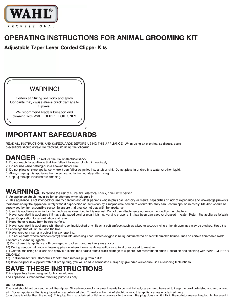 Página 1 del manual Manual de usuario Wahl U-Clip