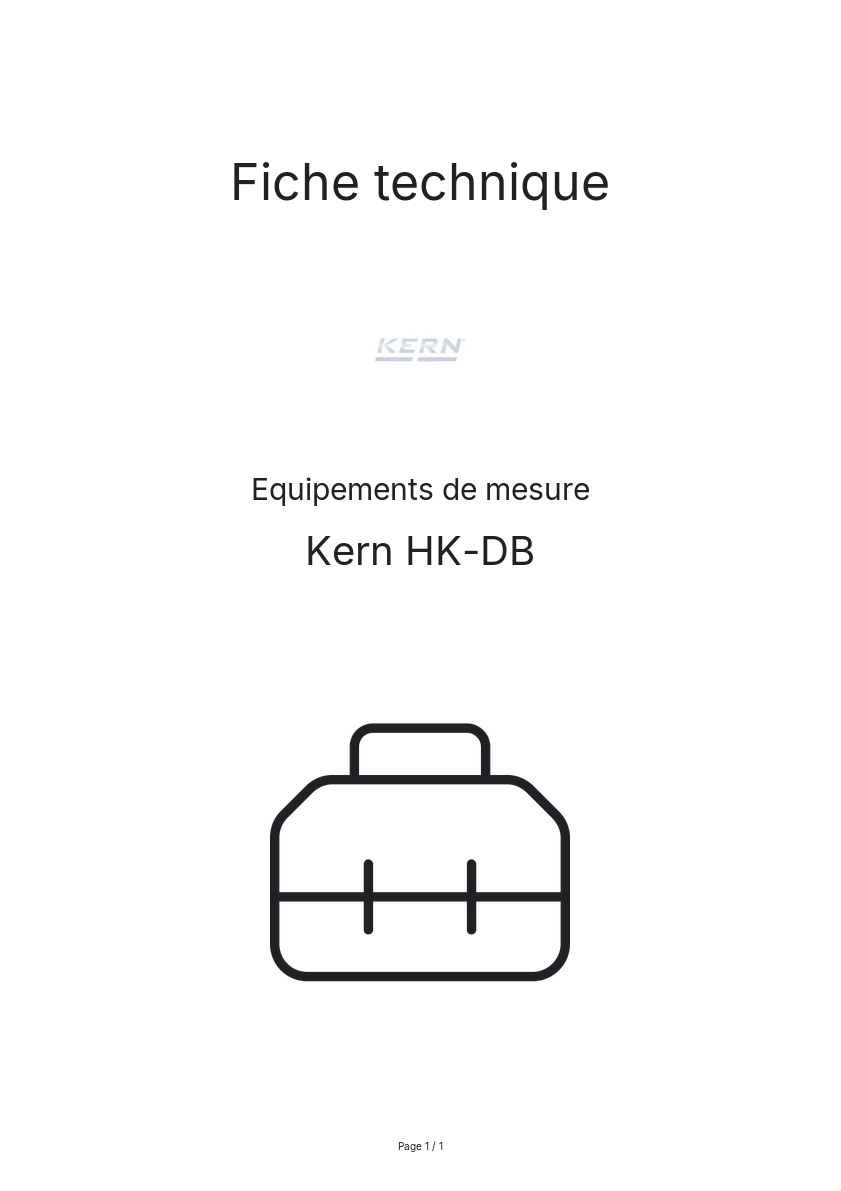Page n°1 - Fiche technique Kern HK-DB