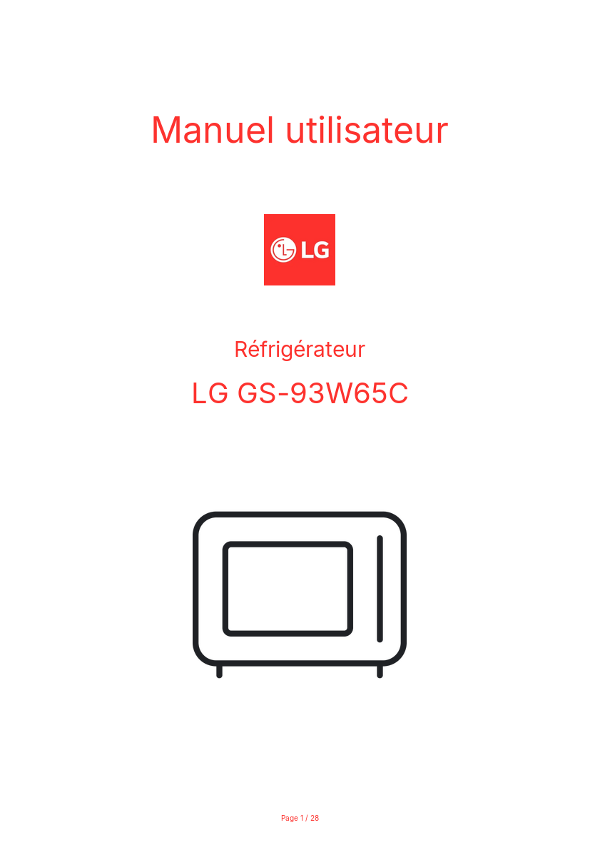 Page n°1 - Manuel utilisateur LG GS-93W65C