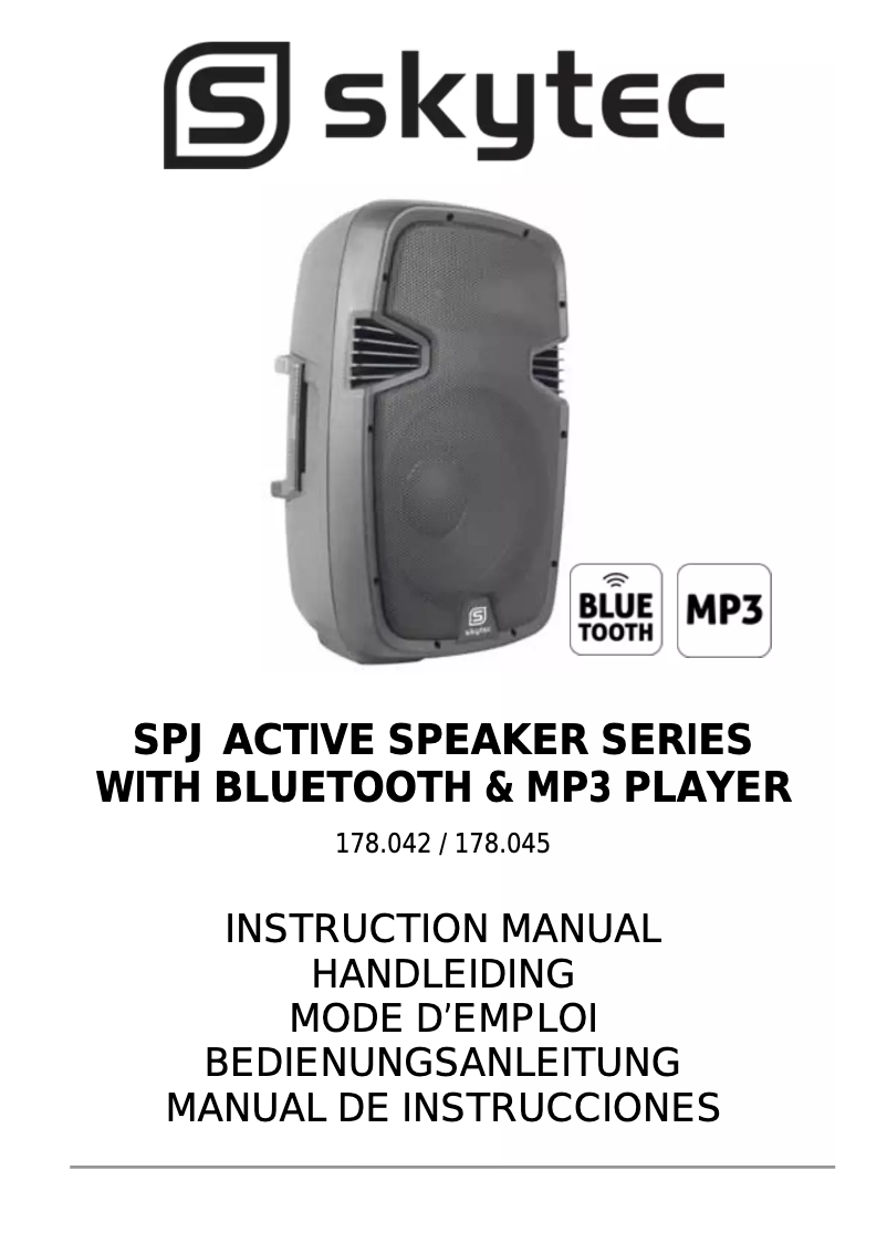 Page n°1 - Manuel utilisateur Skytec SPJ Active Speaker with Bluetooth and MP3 178.045