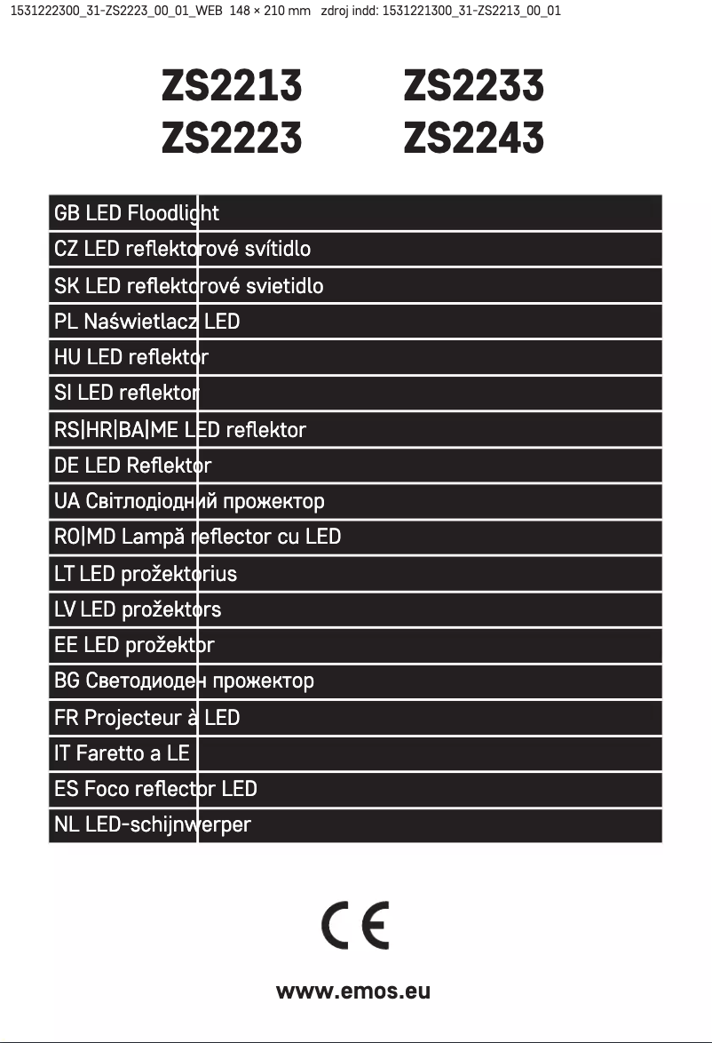 Page 1 de la notice Manuel utilisateur Emos ZS2223