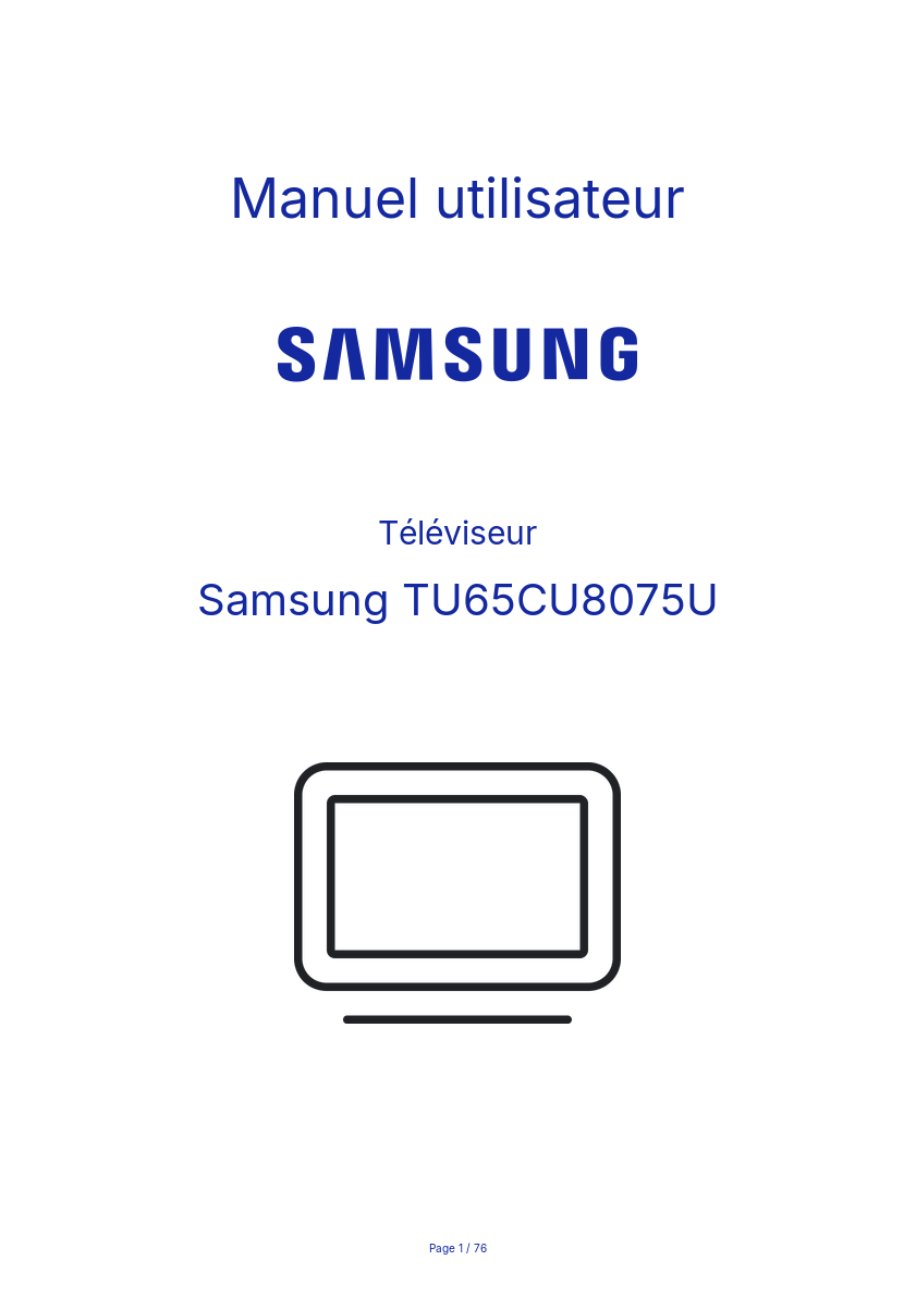 Image de la première page du manuel de l'appareil TU65CU8075U